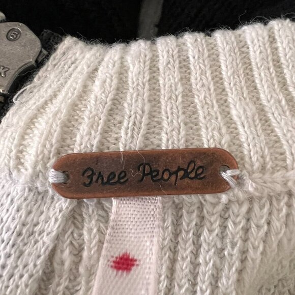 Free People Sweater Dress Womens Size Medium Black Colorblock Swit Linen Blend - Picture 2 of 16